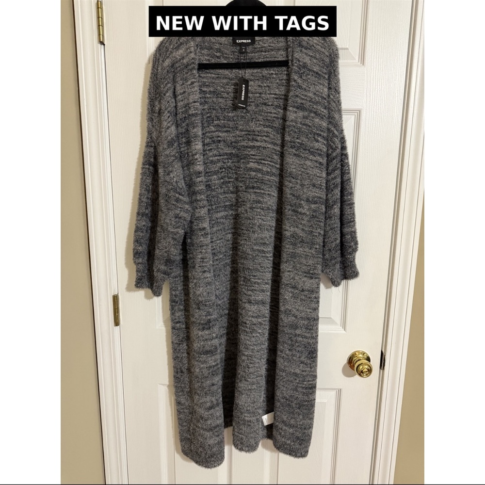 Express Fuzzy Eyelash Knit Long Duster Cardigan